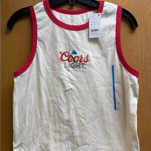 Hybrid Apparel Coors Light Tank Top in Cream with Red Trim
